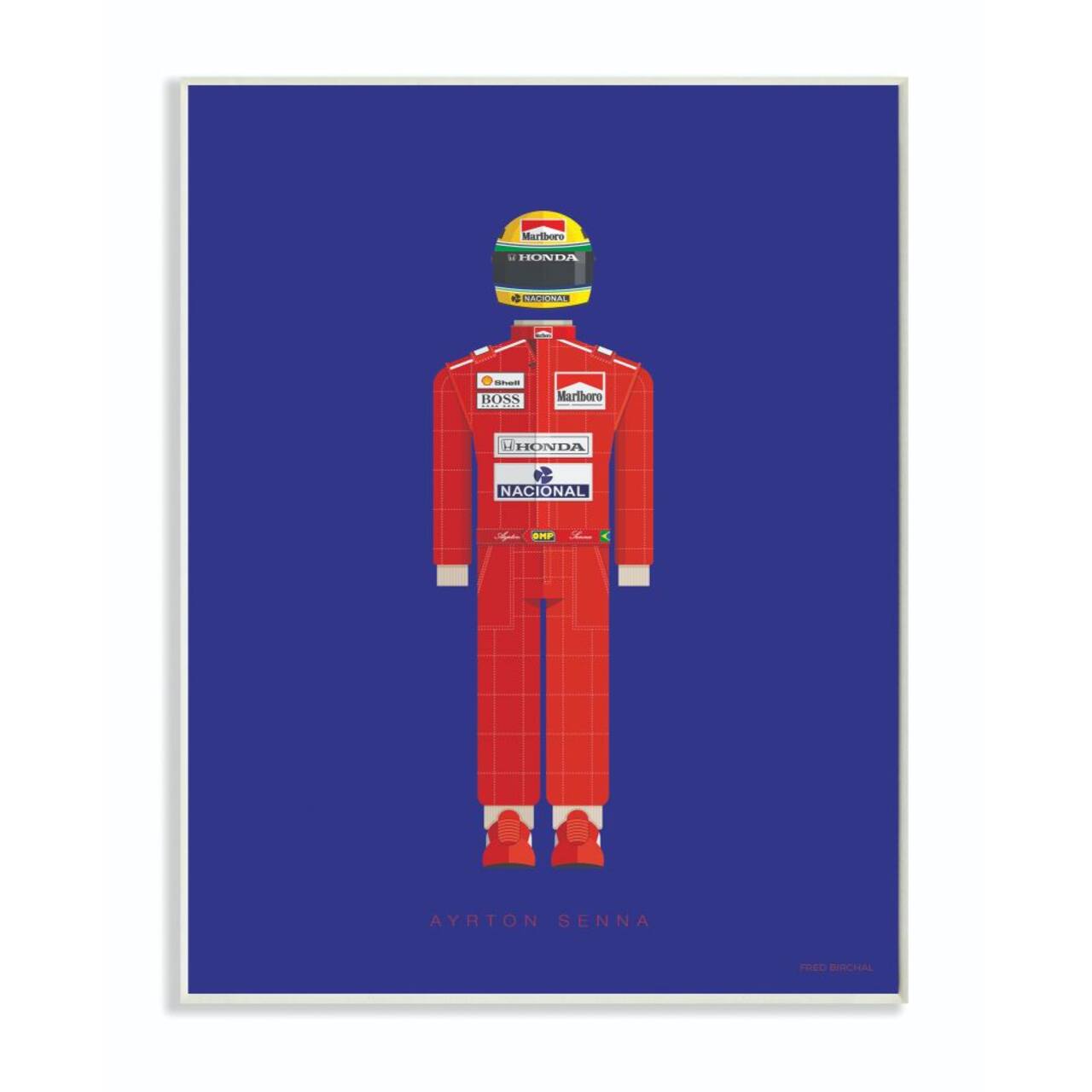 Stupell Industries Ayrton Senna Famous Fashion Design with Gray Frame Wall Accent